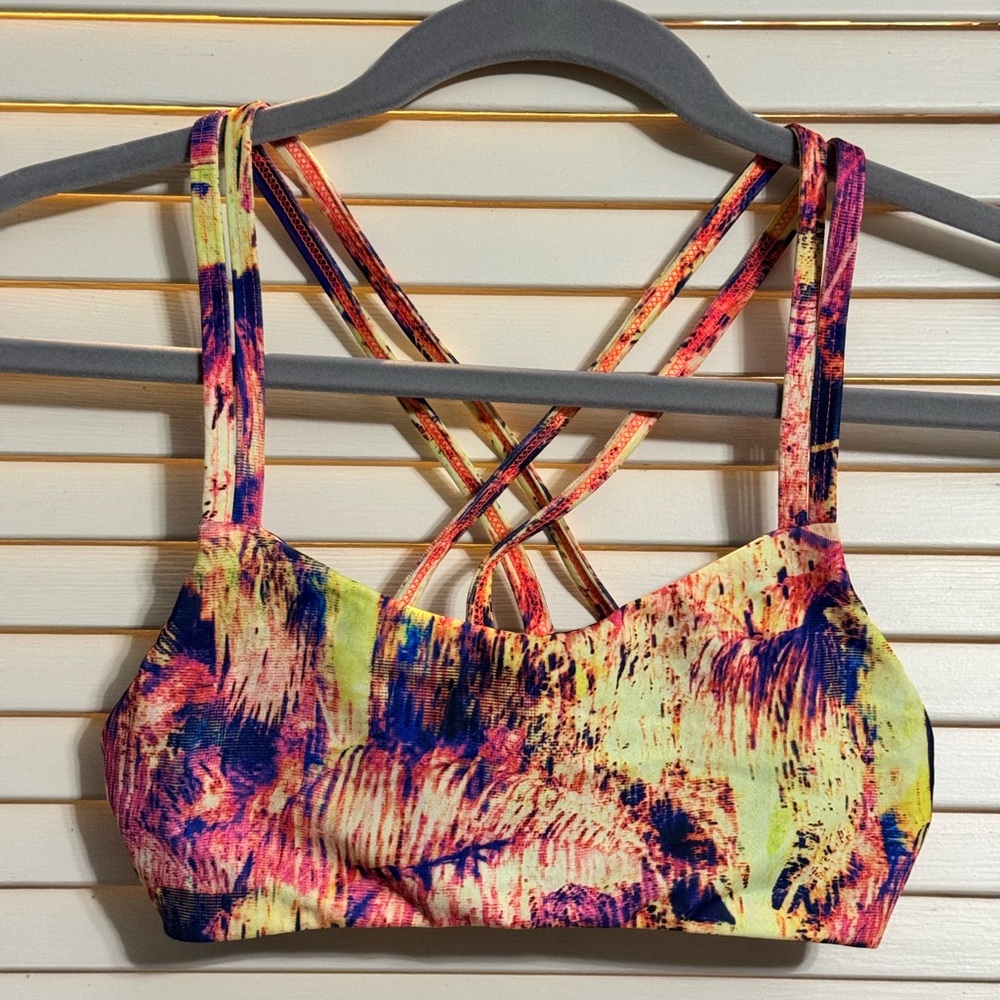 Colorful Abstract Strappy Sports Bra
